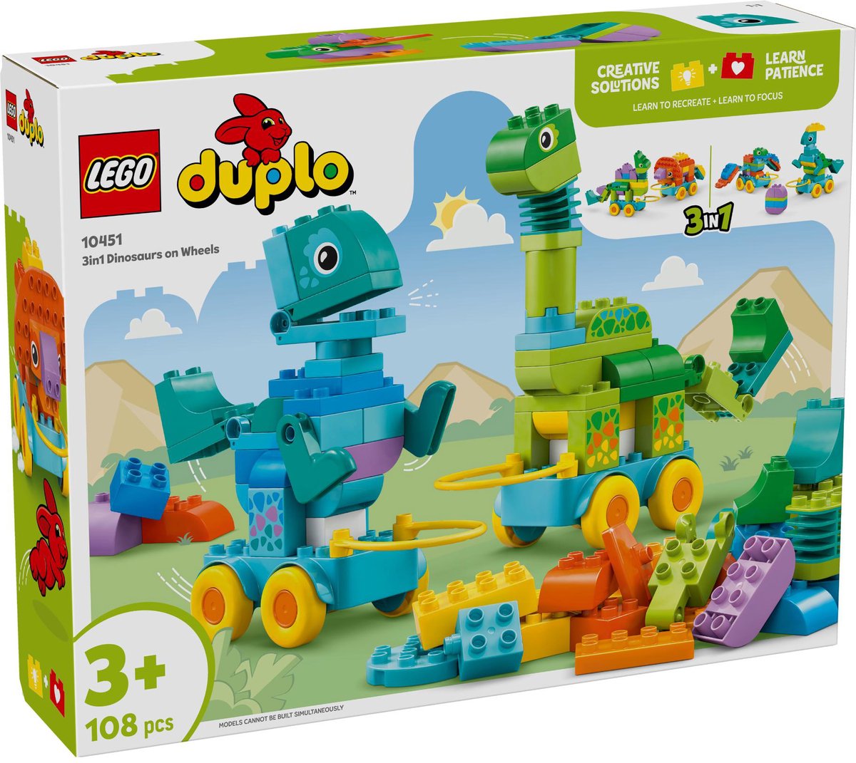 LEGO® DUPLO® Stad 3-in-1 Dinosaurussen op Wielen - 10451