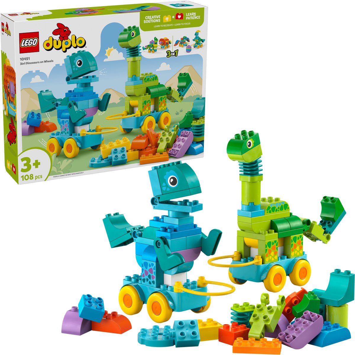 LEGO® DUPLO® Stad 3-in-1 Dinosaurussen op Wielen - 10451