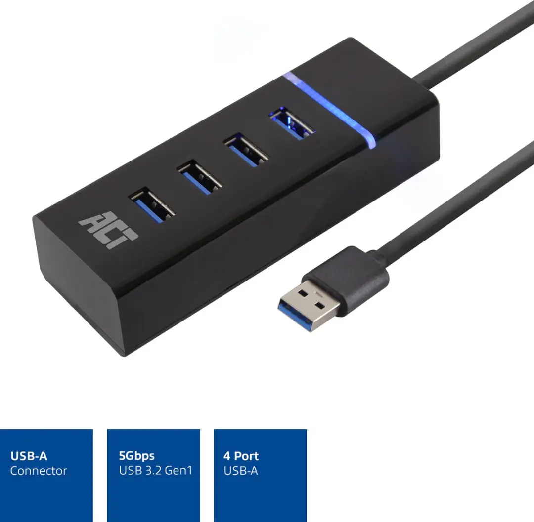 ACT USB Hub 3.0 AC6300 - 4 Poorten - Zwart