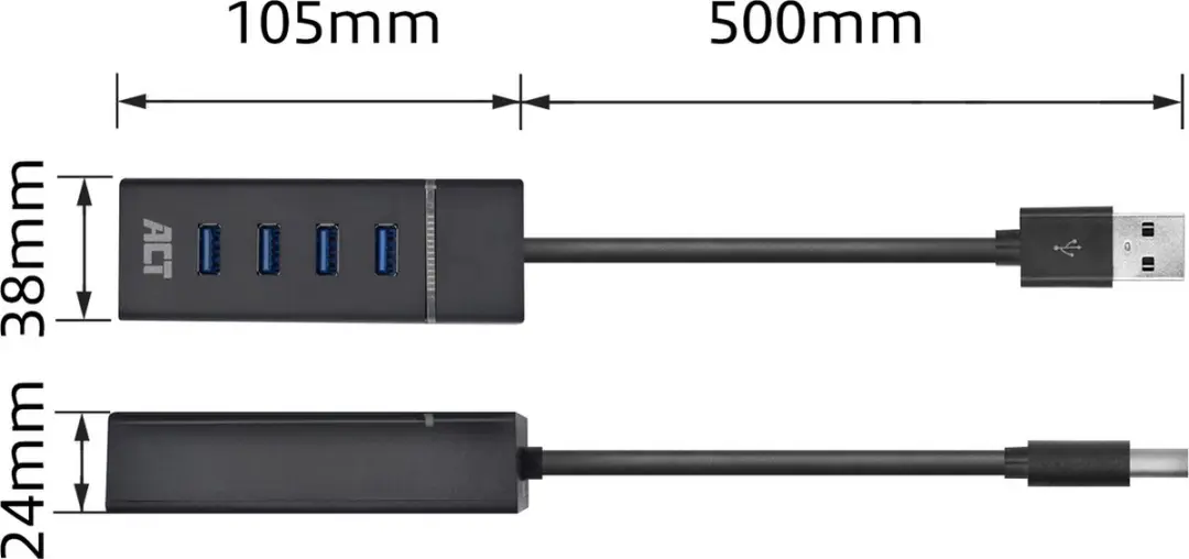 ACT USB Hub 3.0 AC6300 - 4 Poorten - Zwart