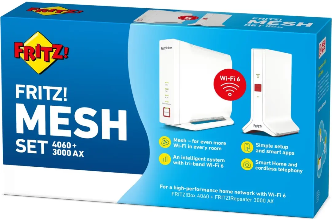 FRITZ!Mesh Set 4060 + 3000 AX Tri-band WiFi 6 - 2-pack