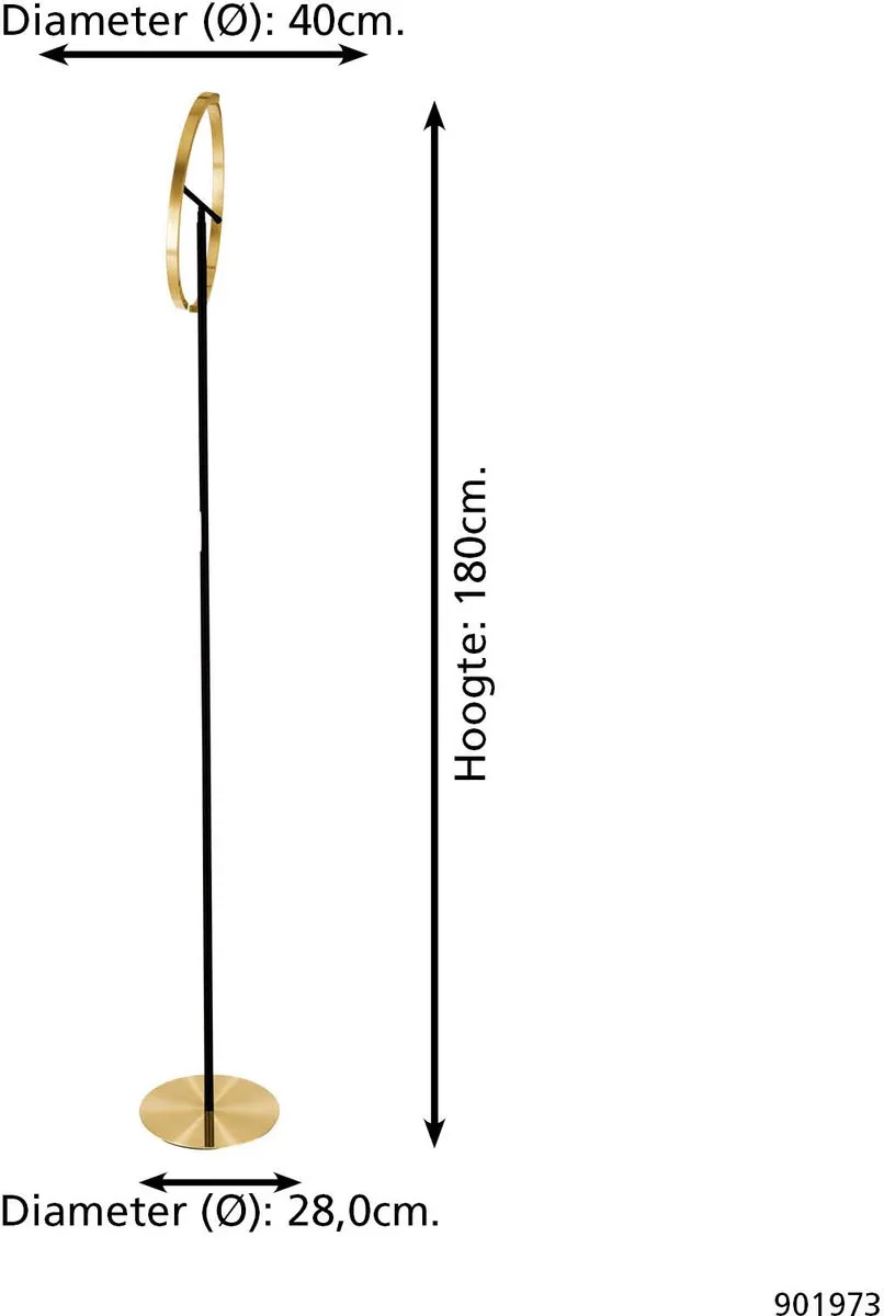 Eglo Castelpoto Vloerlamp - LED 180cm Goud/Zwart - Dimbaar