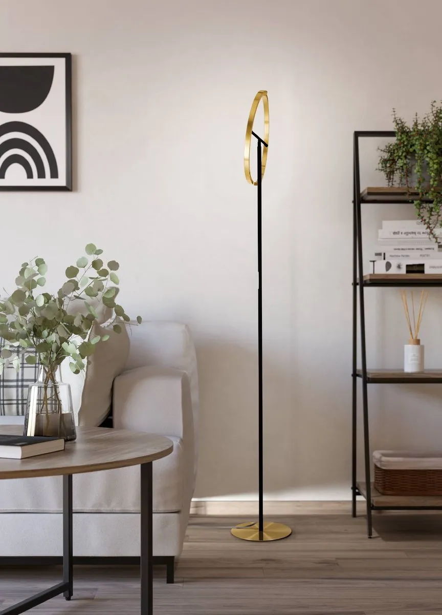 Eglo Castelpoto Vloerlamp - LED 180cm Goud/Zwart - Dimbaar