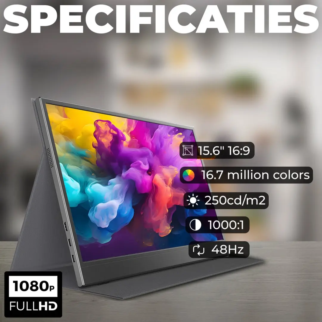 Denver PMO15604 Draagbare Monitor 15.6" Full HD - Lederen Hoes