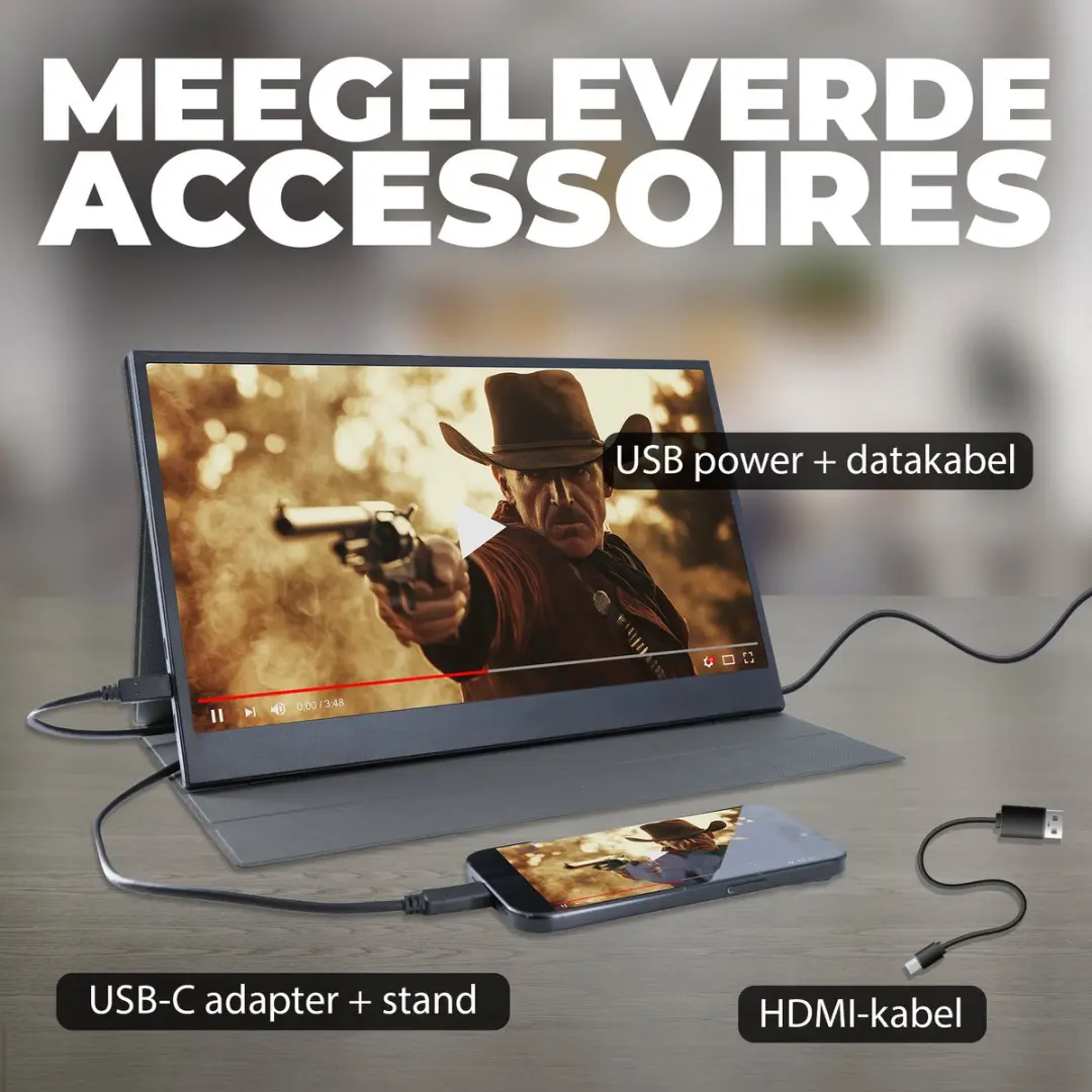 Denver PMO15604 Draagbare Monitor 15.6" Full HD - Lederen Hoes