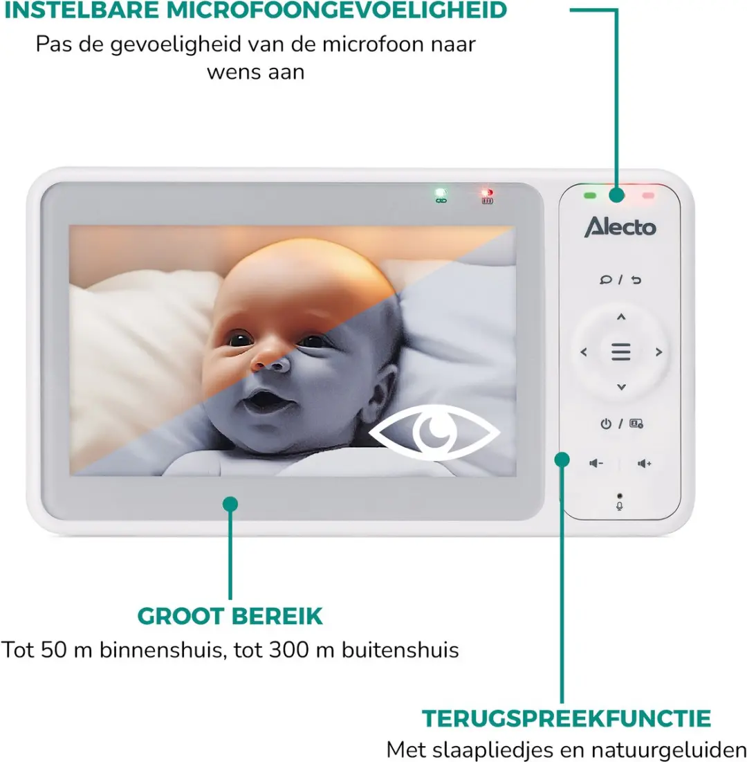 Alecto DVM2050 Babyfoon met Camera 5 inch - Wit