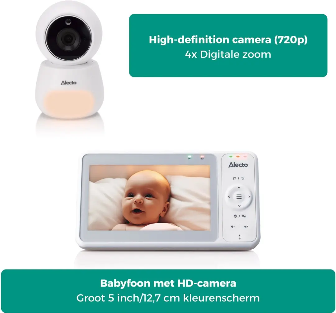 Alecto DVM2050 Babyfoon met Camera 5 inch - Wit
