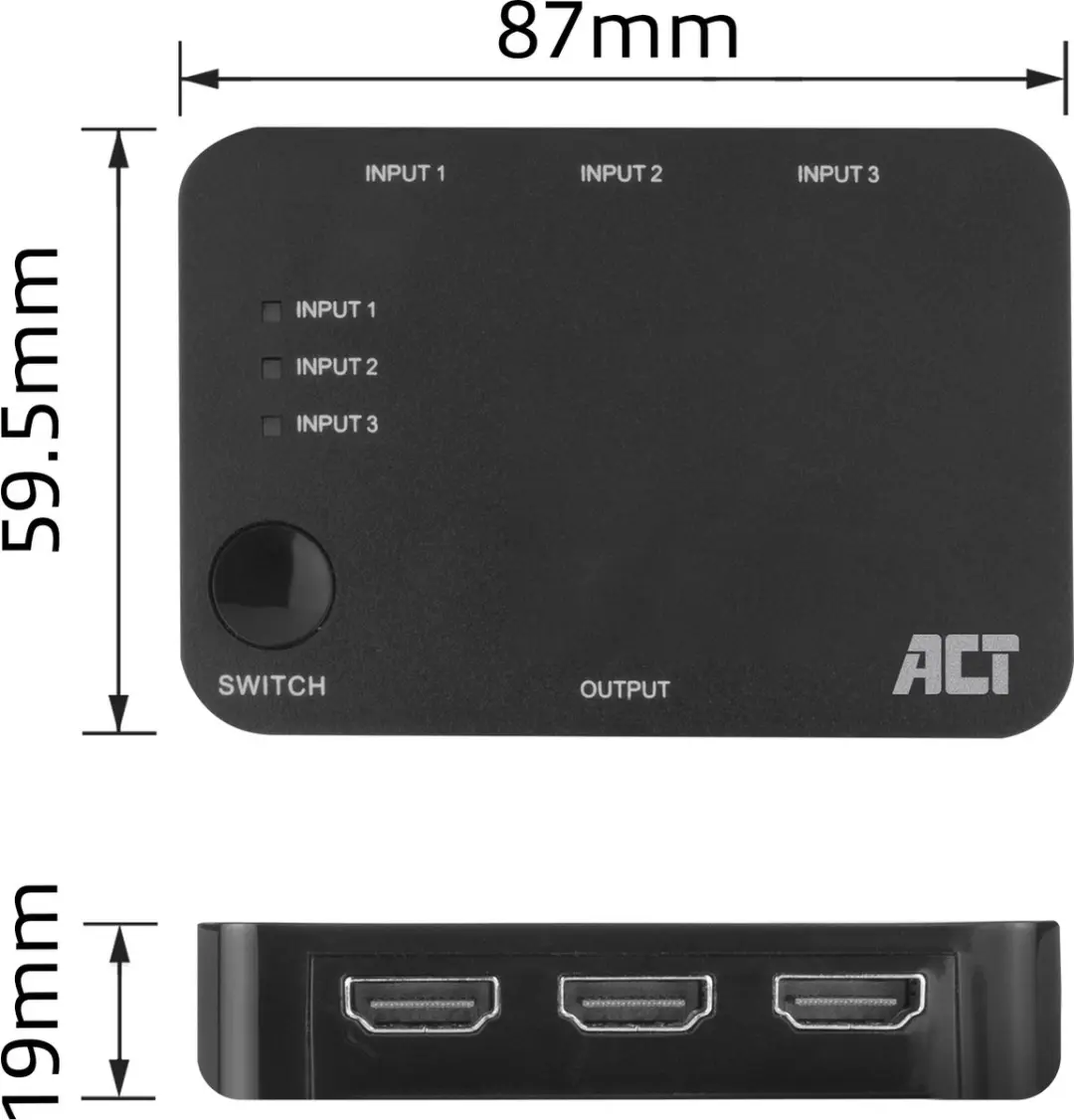 ACT 4K HDMI 3x1 Switch AC7845 - Zwart