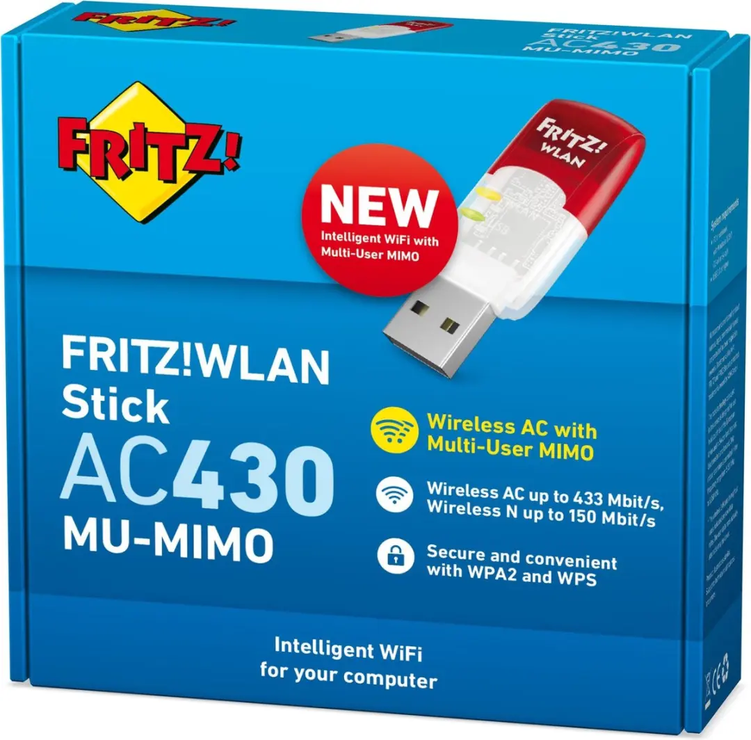 FRITZ! WLAN Stick AC 430 - USB WiFi-adapter - Rood/Wit