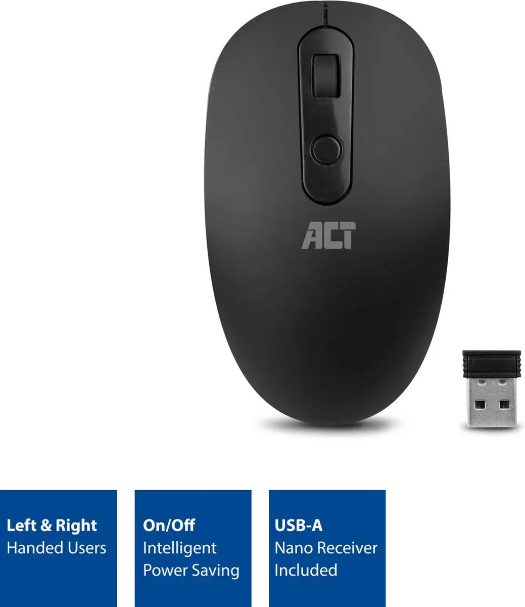 ACT AC5110 Draadloze Muis - 1200 DPI - Zwart
