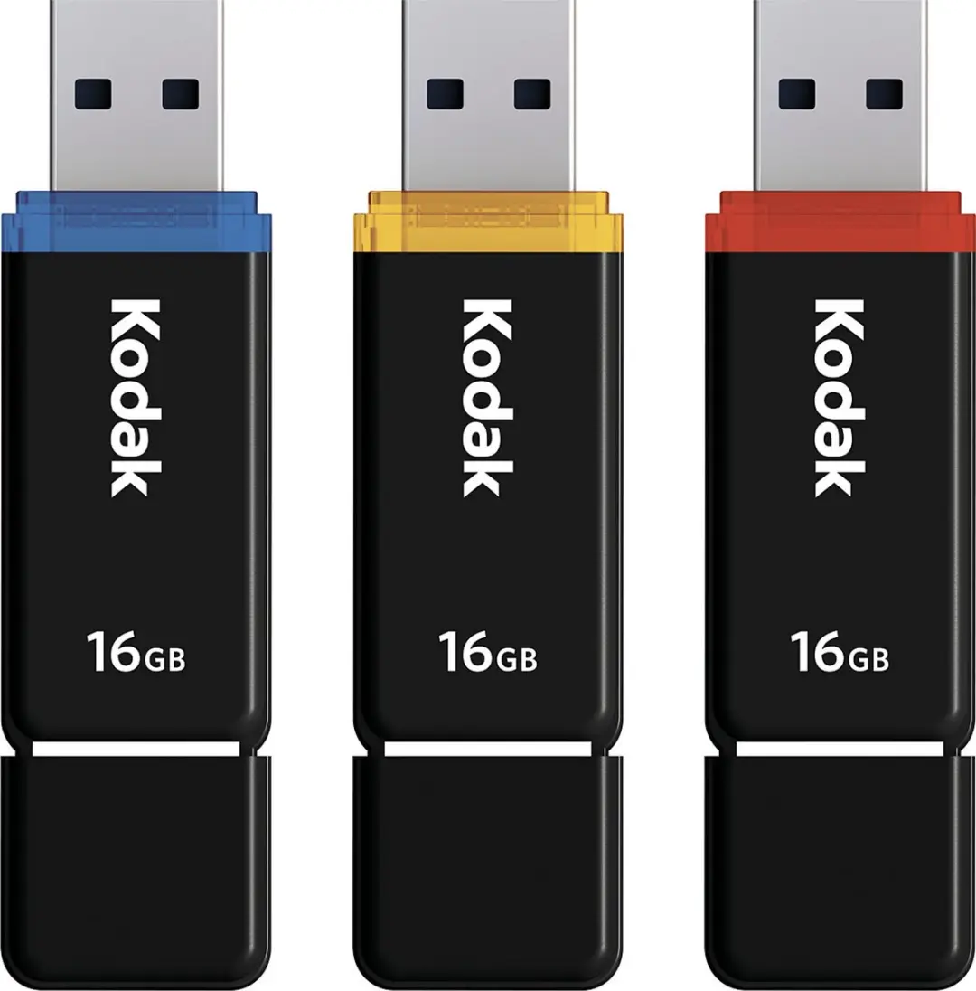 Kodak II Classic K102 USB Stick 16GB - 3-Pack - Geel/Blauw/Rood