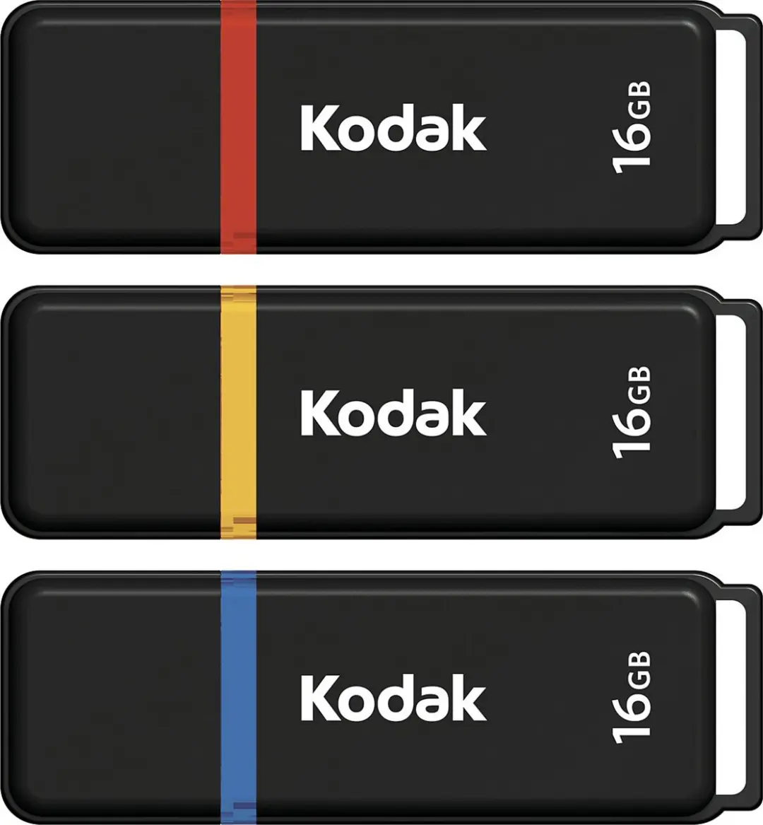Kodak II Classic K102 USB Stick 16GB - 3-Pack - Geel/Blauw/Rood