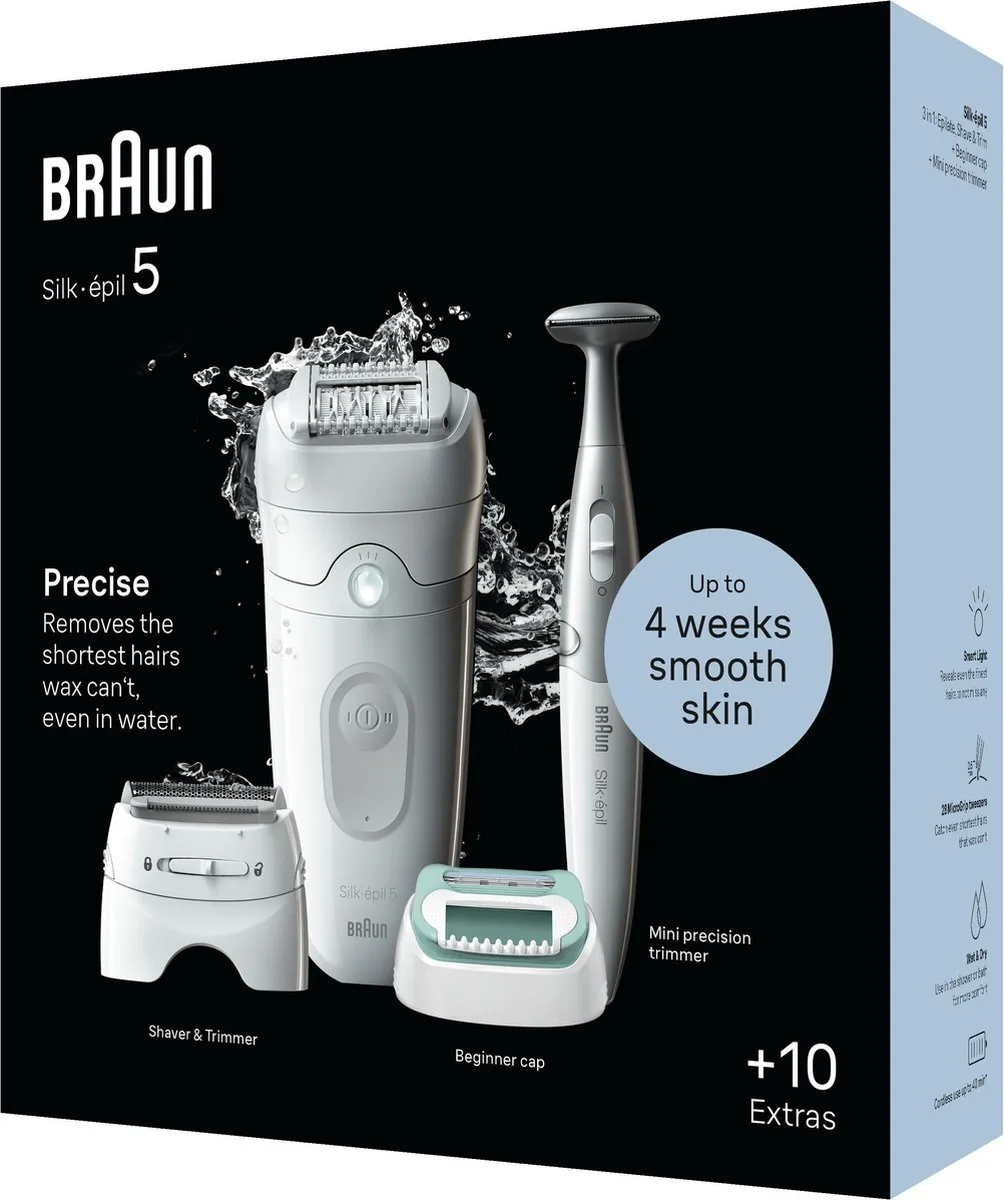 Braun Silk·épil 5 5-251 Epilator - 8 Opzetstukken - Wit/grijs