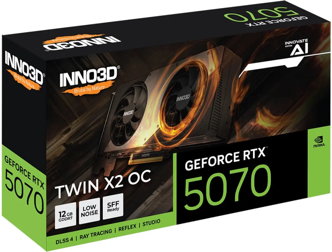 INNO3D NVIDIA GeForce RTX 5070 TWIN X2 OC Videokaart 12GB GDDR7