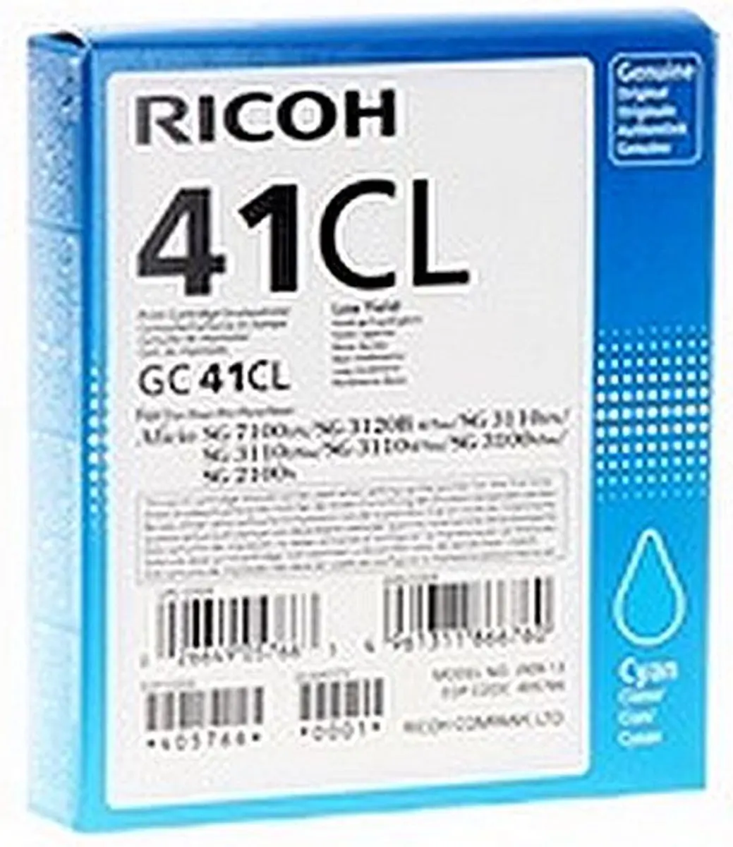 Ricoh 405766 Cyan Inktcartridge - 400 pagina's