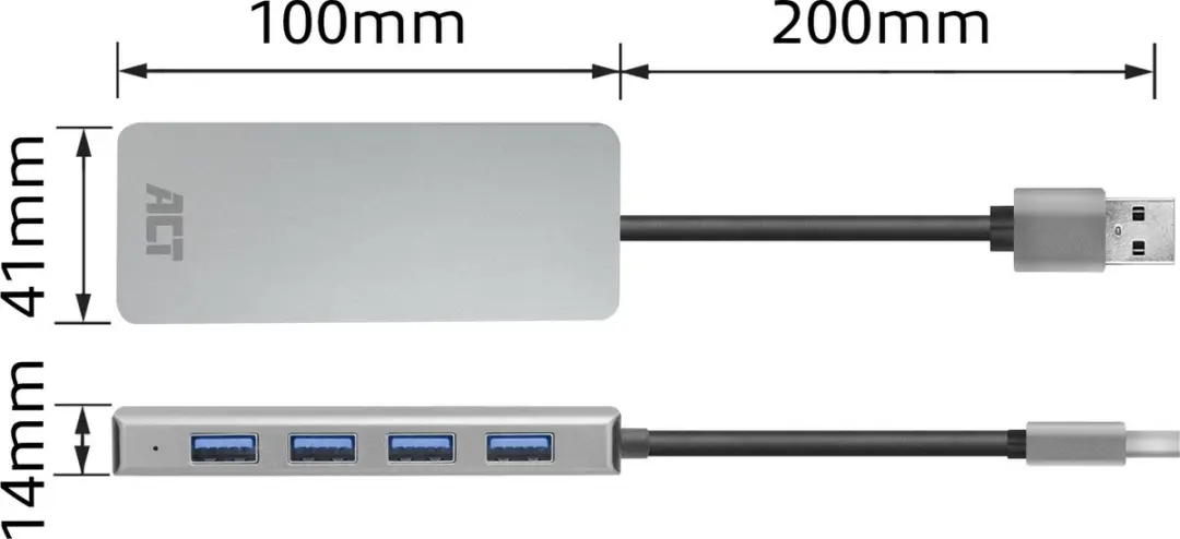 ACT AC6121 USB 3.0 Hub - 5 Poorten Grijs