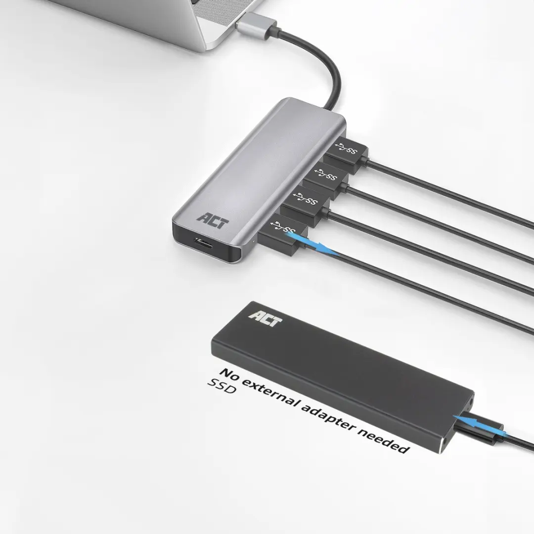 ACT AC6121 USB 3.0 Hub - 5 Poorten Grijs