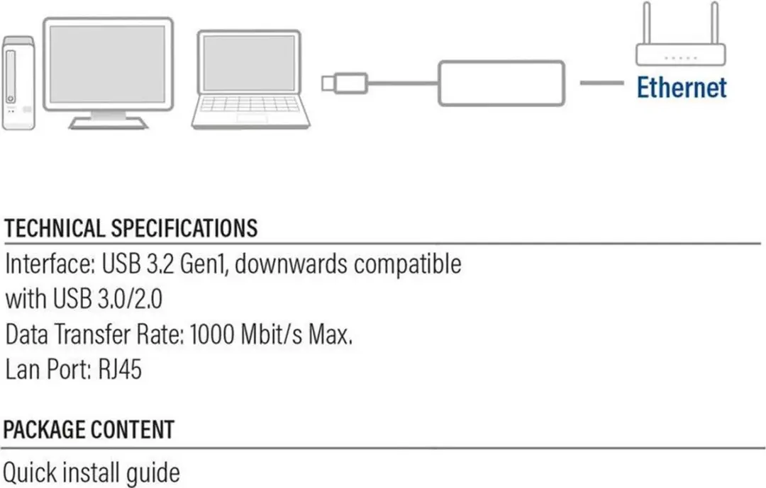 ACT AC4410 USB Ethernet Adapter 3.0 Gigabit - Wit