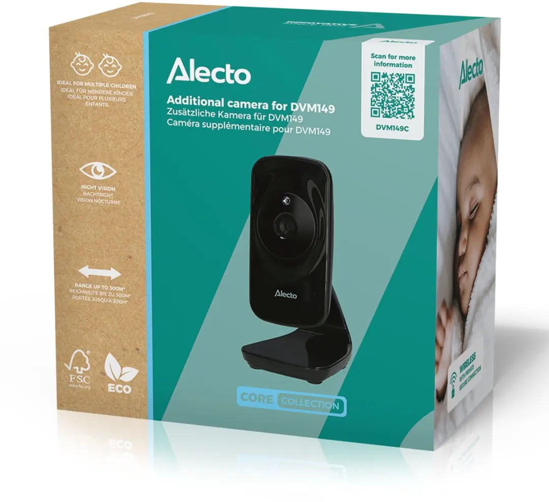 Alecto DVM149C Babyfoonuitbreiding Extra Camera - Zwart