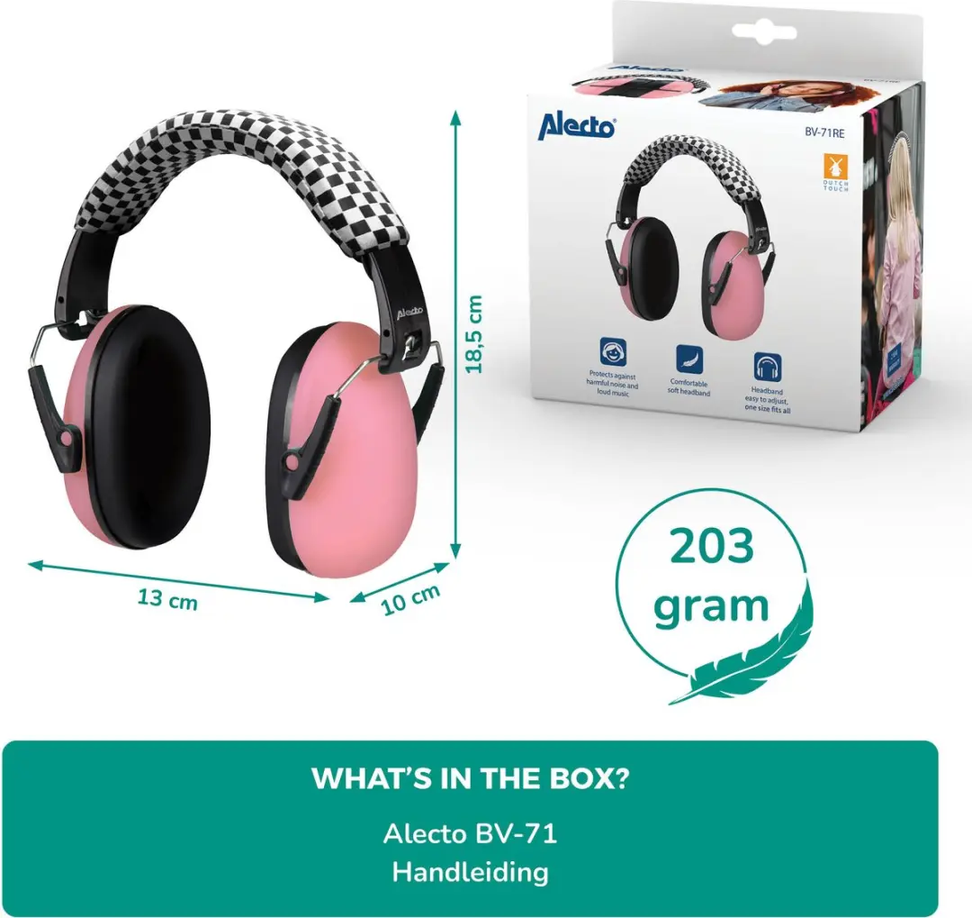 Alecto BV-71 Gehoorbescherming Kinderen - Roze