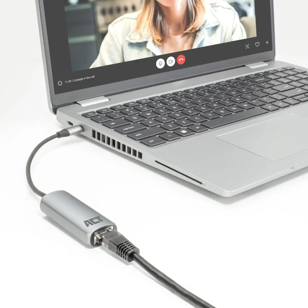 ACT AC7080 USB-C naar Gigabit Ethernet Adapter - Grijs