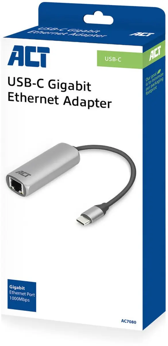 ACT AC7080 USB-C naar Gigabit Ethernet Adapter - Grijs - afbeelding 6 van 6