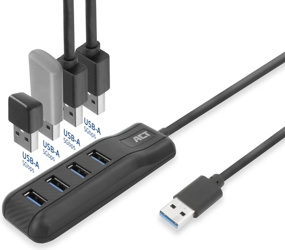 ACT AC6320 USB 3.0 Hub - 4 Poorten Zwart