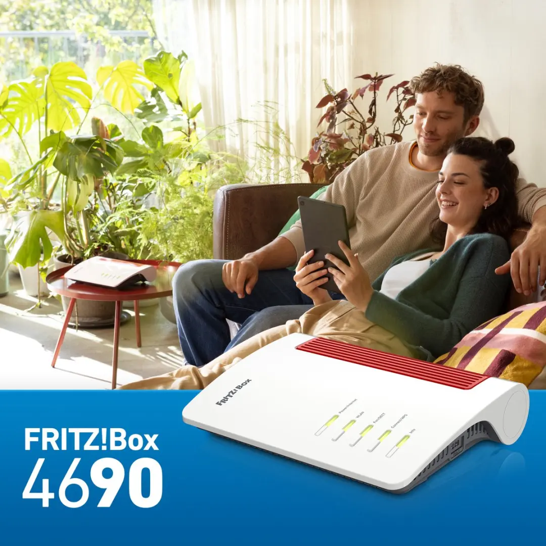 FRITZ! Box 4690 Router - 4x Gigabit LAN, 1x WAN, USB 3.0 - Rood/Wit