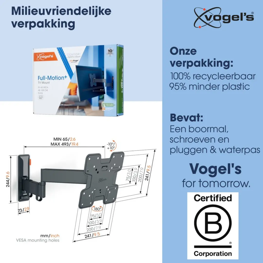 Vogel's COMFORT TVM 3245 Draai-Kantel TV-Beugel 15kg - Zwart