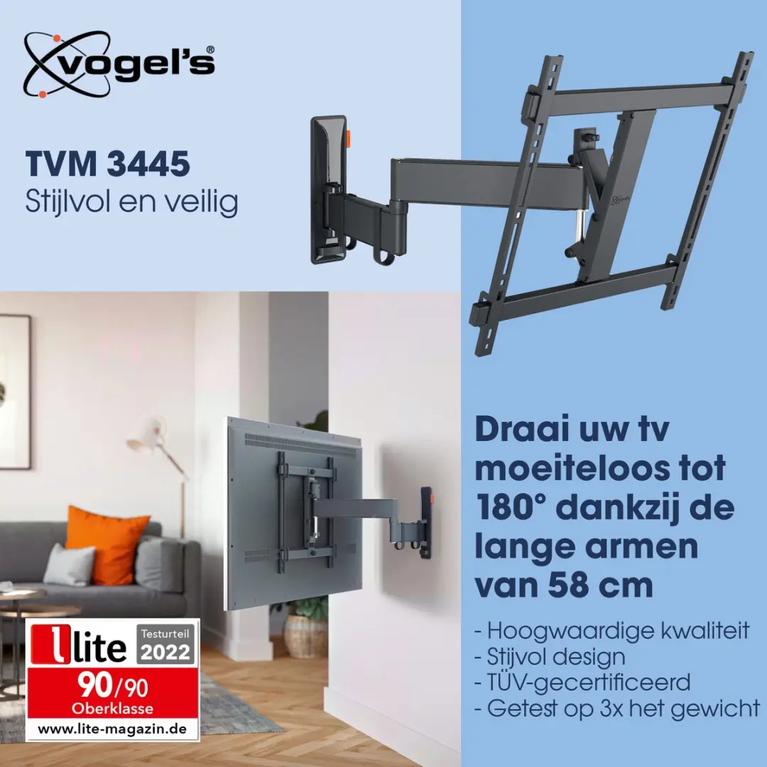 Vogel's COMFORT TVM 3445 TV-Beugel 32-65" - 25kg - VESA 400x400 - Zwart