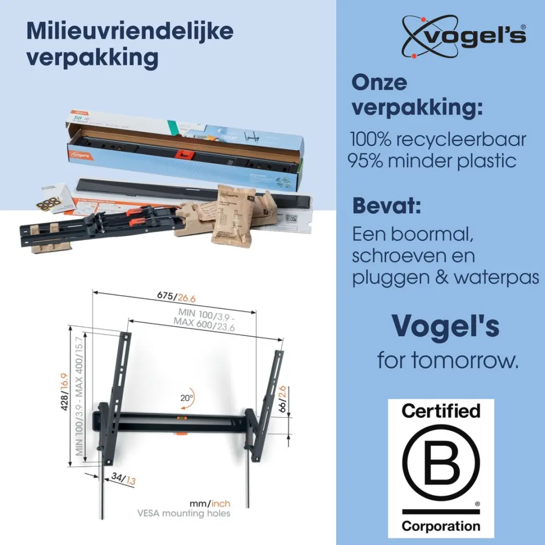 Vogel's COMFORT TVM 3615 Kantelbare TV-Beugel - 40-77" - 35kg - Zwart