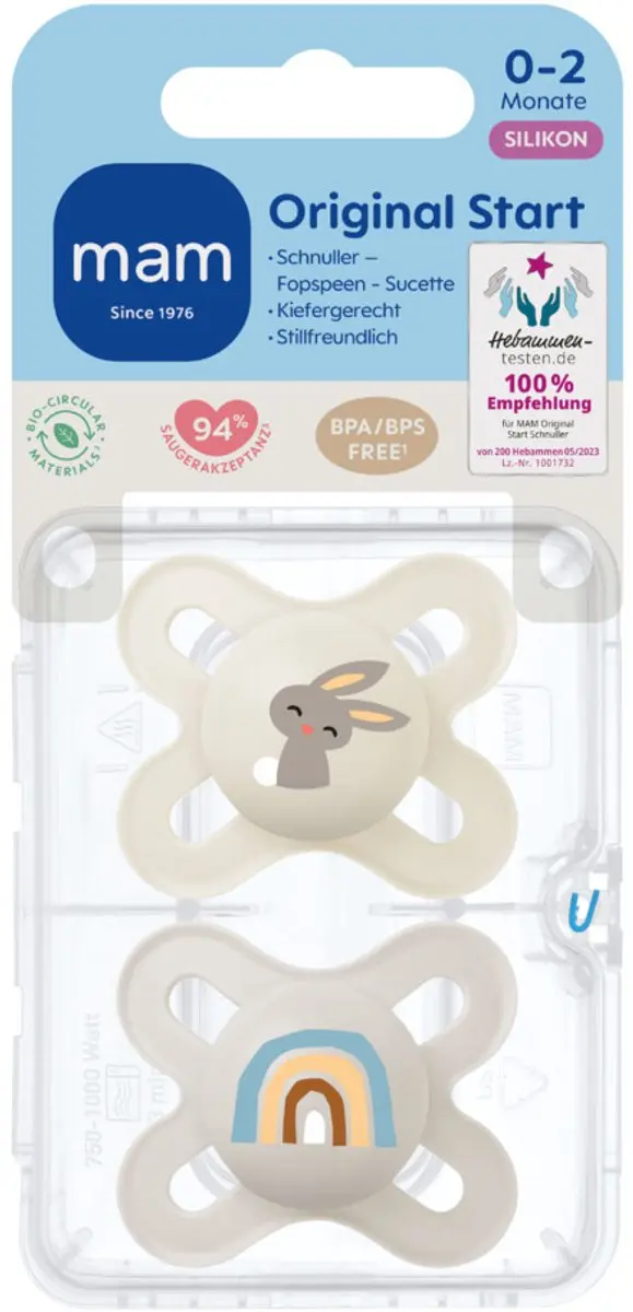 MAM Original Start Fopspeen 0-2 maanden - 2 Stuks - Beige