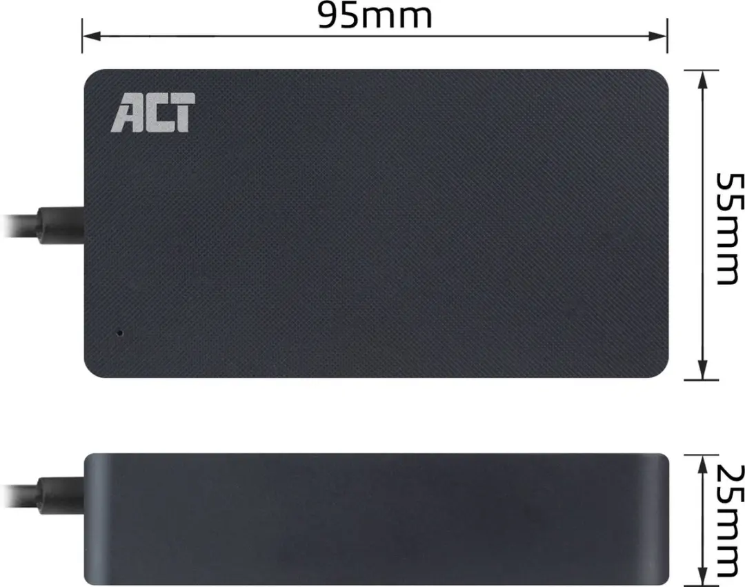 ACT AC2055 Compacte Laptoplader 65W - Zwart