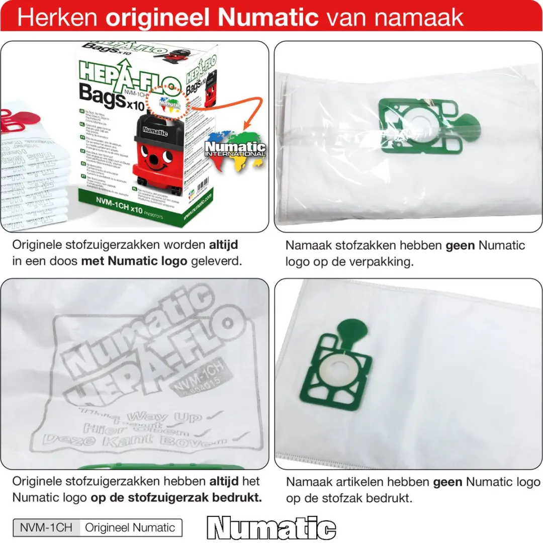 Numatic NVM-1CH Stofzuigzakken - 10 Stuks