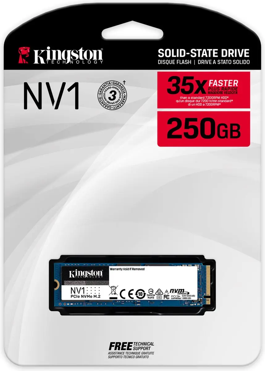 Kingston NV2 Gen4x4 SSD 250GB - Zwart