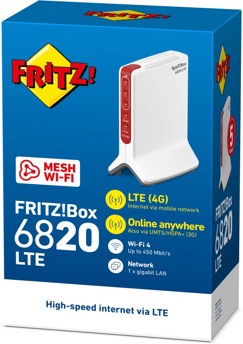 FRITZ!Box 6820 LTE Draadloze Router - 4G - Rood/Wit