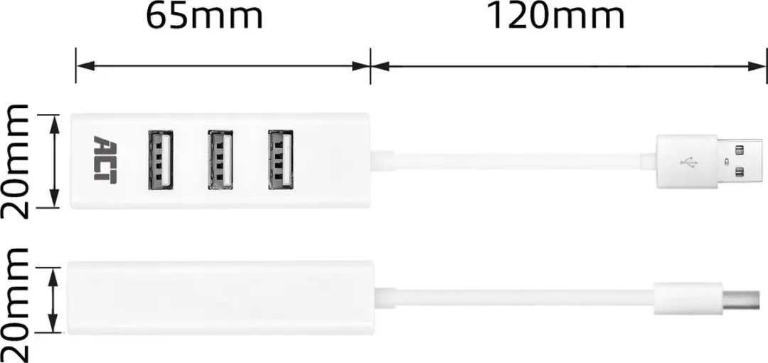 ACT AC6200 USB Splitter 4 Poorten - Wit