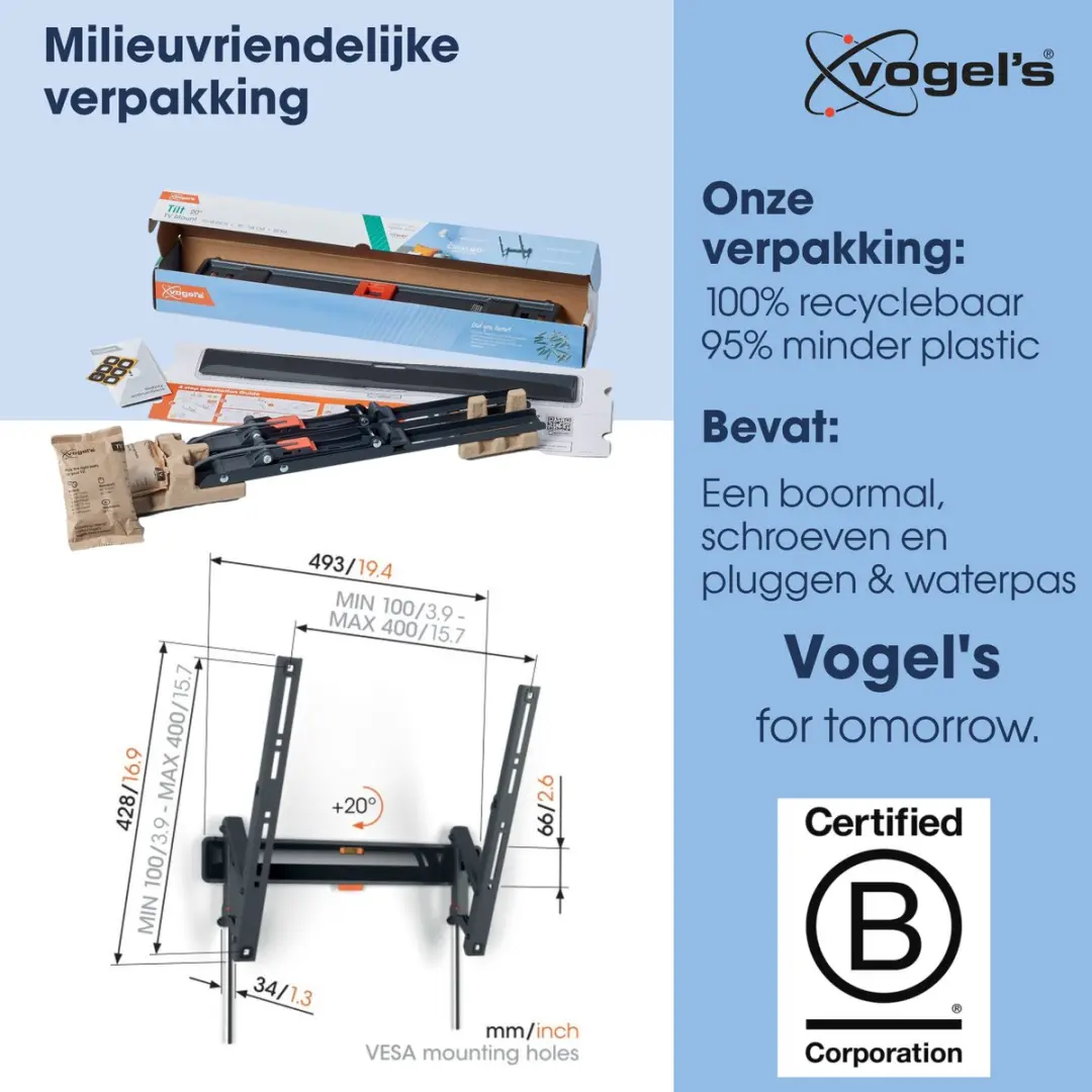 Vogel's COMFORT TVM 3415 Kantelbare TV-Beugel - 32-65" - 25kg - Zwart