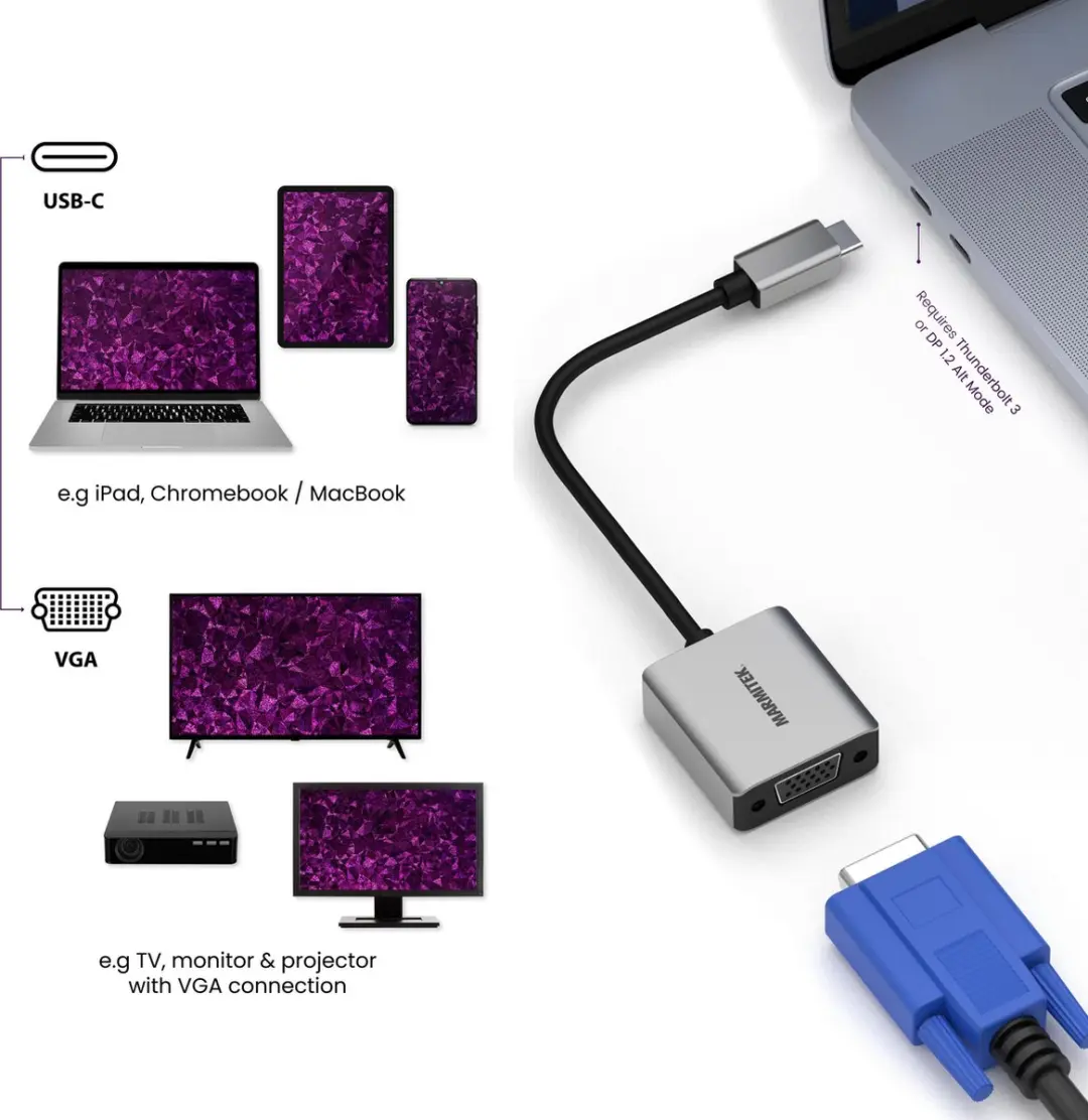 Marmitek Connect 25008370 USB-C naar VGA Adapter