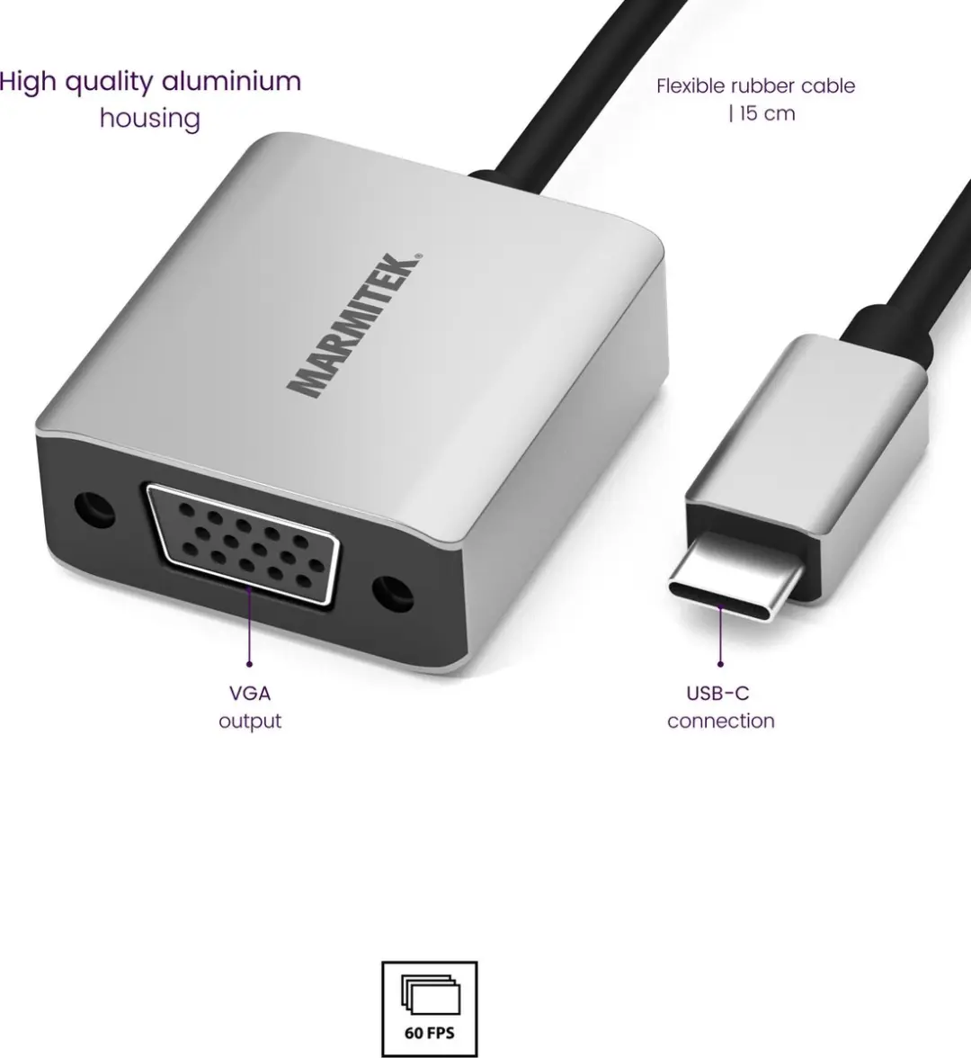 Marmitek Connect 25008370 USB-C naar VGA Adapter
