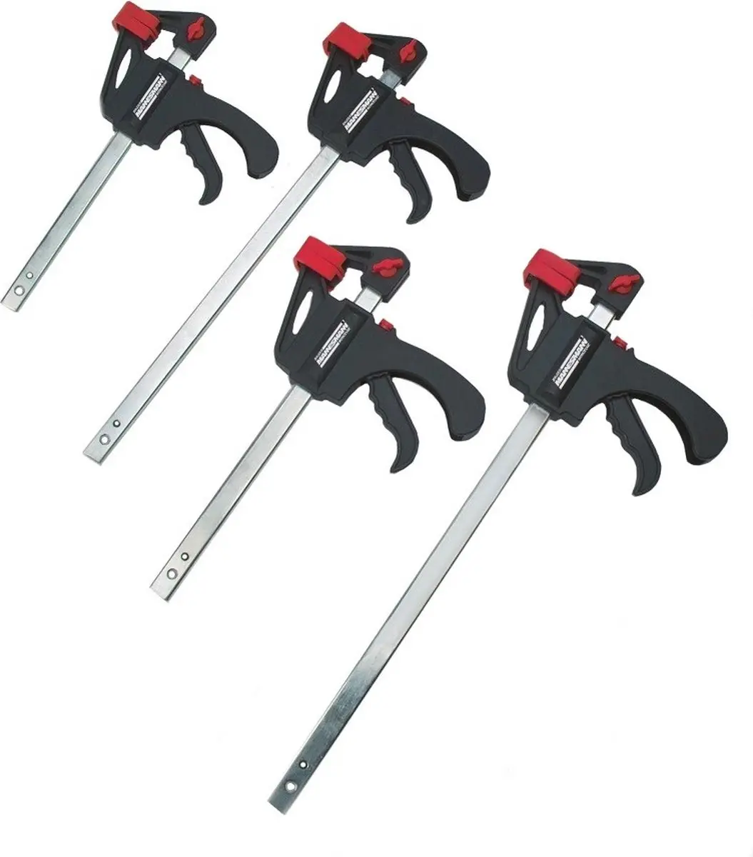 Brüder Mannesmann Snelspan Lijmklemmenset 4-delig - Verzinkt staal - Bereik 150mm/300mm