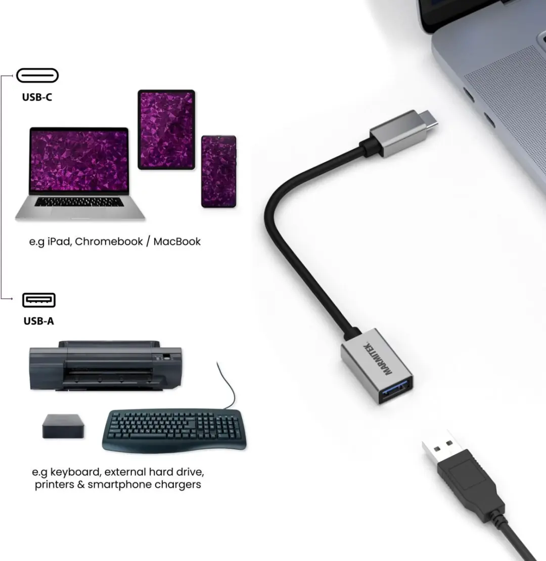 Marmitek Connect USB-C naar USB-A Adapter 25008375 - 2 Poorten