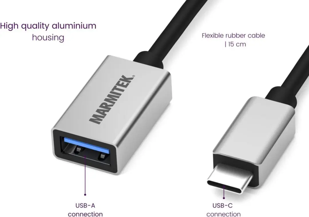 Marmitek Connect USB-C naar USB-A Adapter 25008375 - 2 Poorten