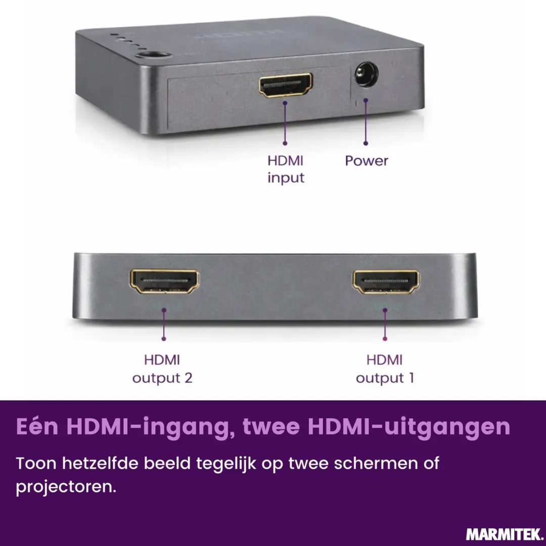 Marmitek Split 312 UHD HDMI Splitter 4K - 2 Poorten - Zwart