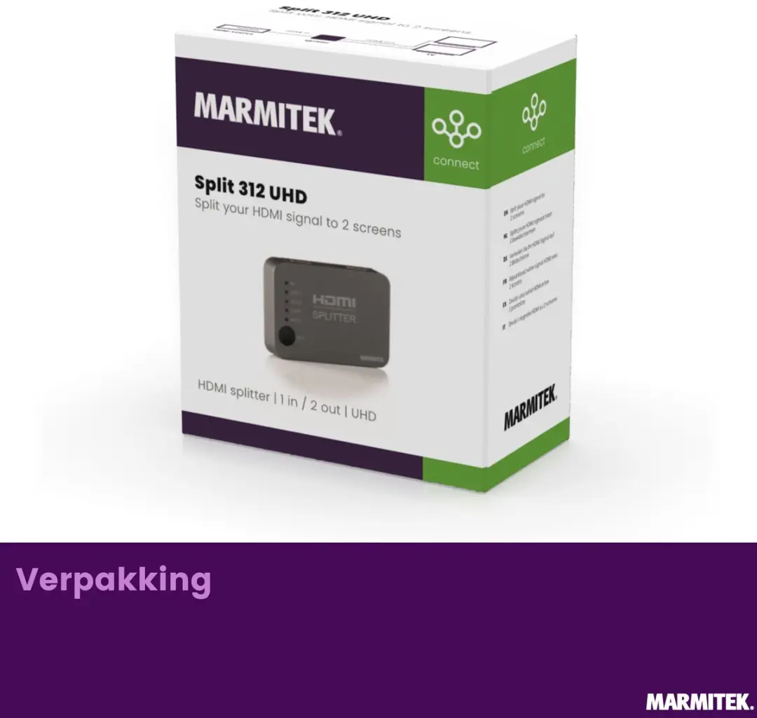 Marmitek Split 312 UHD HDMI Splitter 4K - 2 Poorten - Zwart