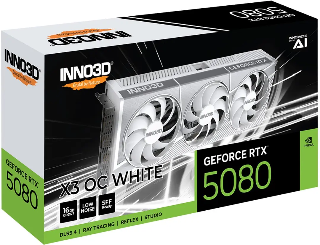 INNO3D GeForce RTX 5080 X3 OC White - Videokaart 16GB GDDR7