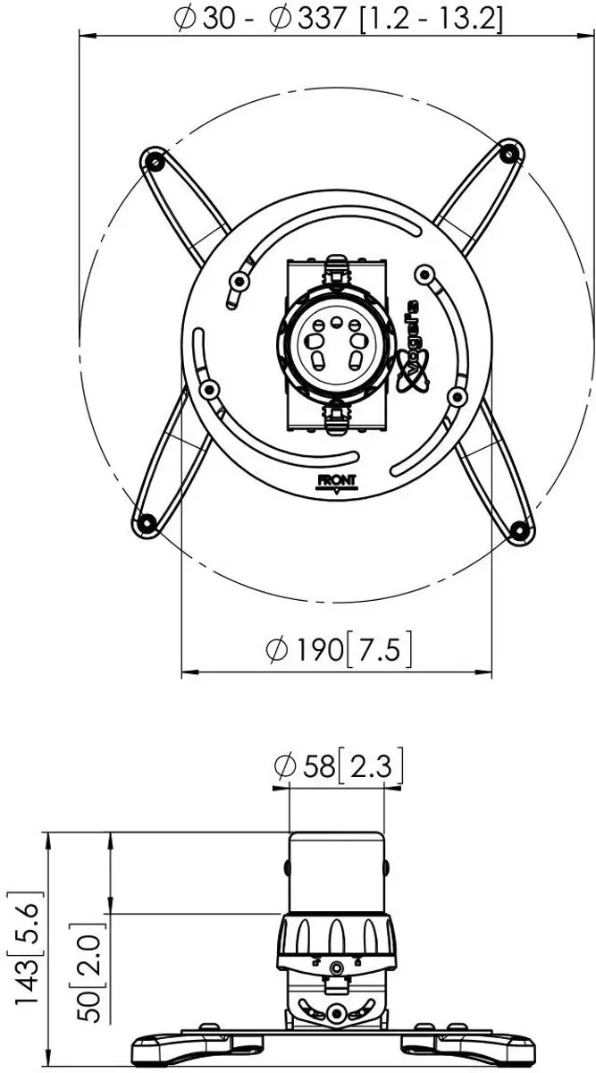Vogel's PPC 1500 Plafondbeugel - 15° Kantelbaar - Wit - afbeelding 6 van 6