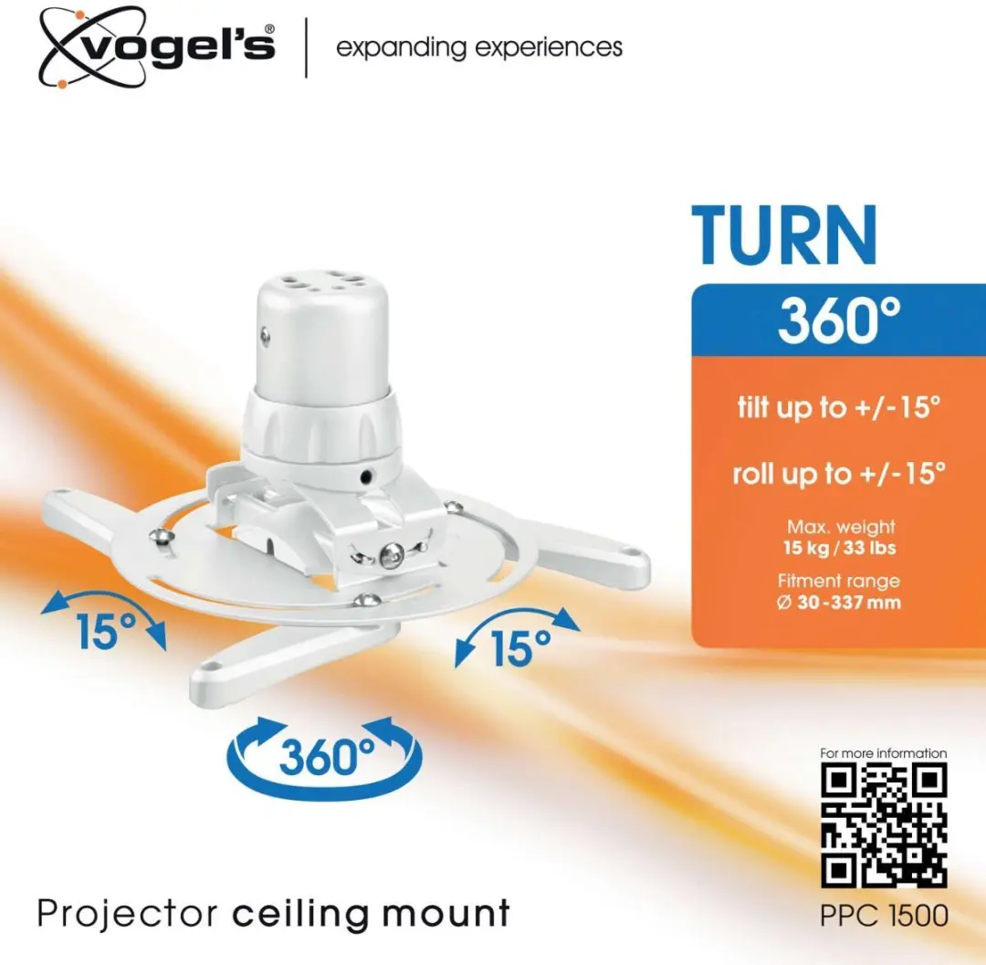 Vogel's PPC 1500 Plafondbeugel - 15° Kantelbaar - Wit