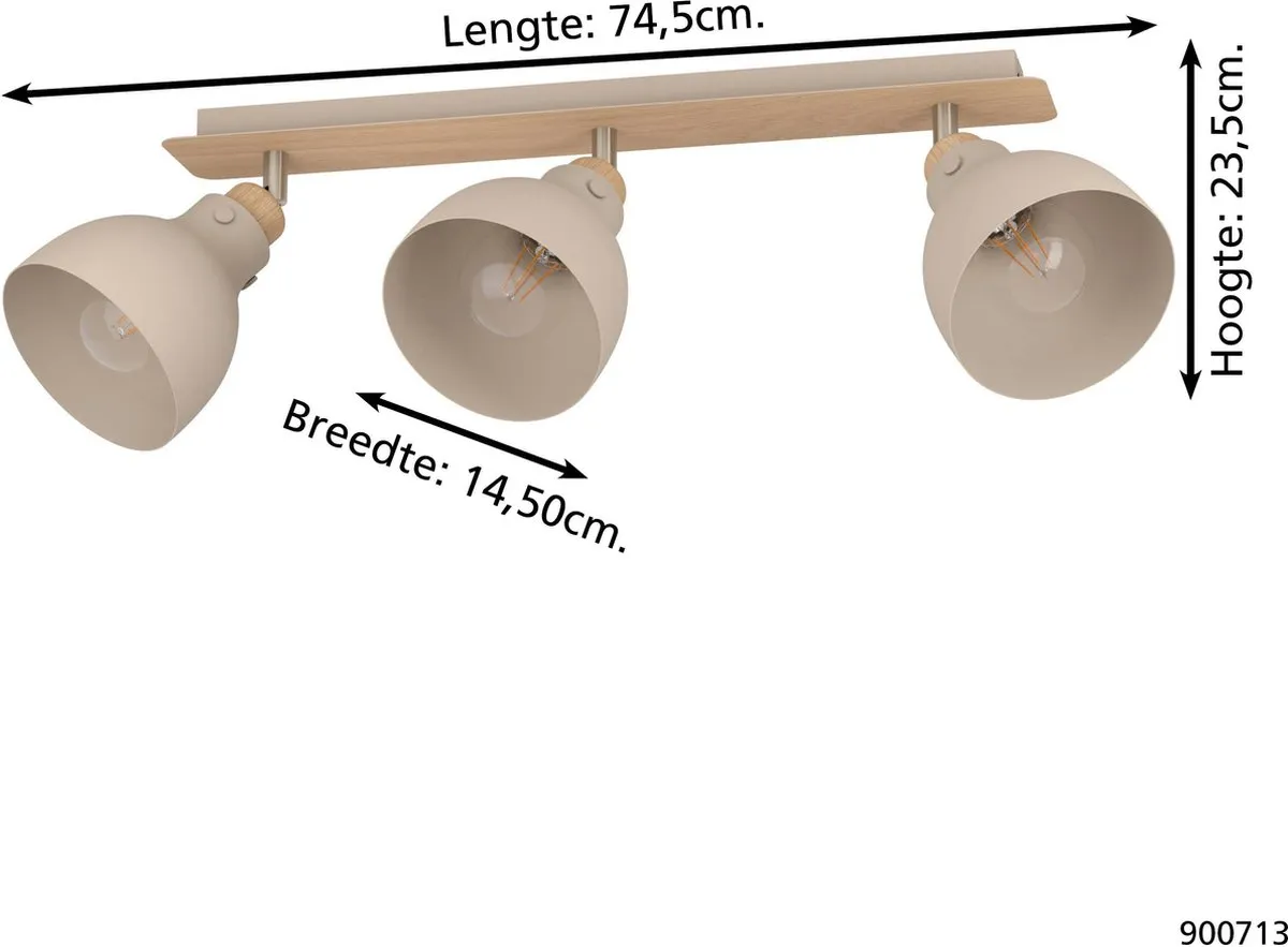 Eglo Arrecife Spot - 3 Lichtpunten 74,5cm - Grijs/Zand