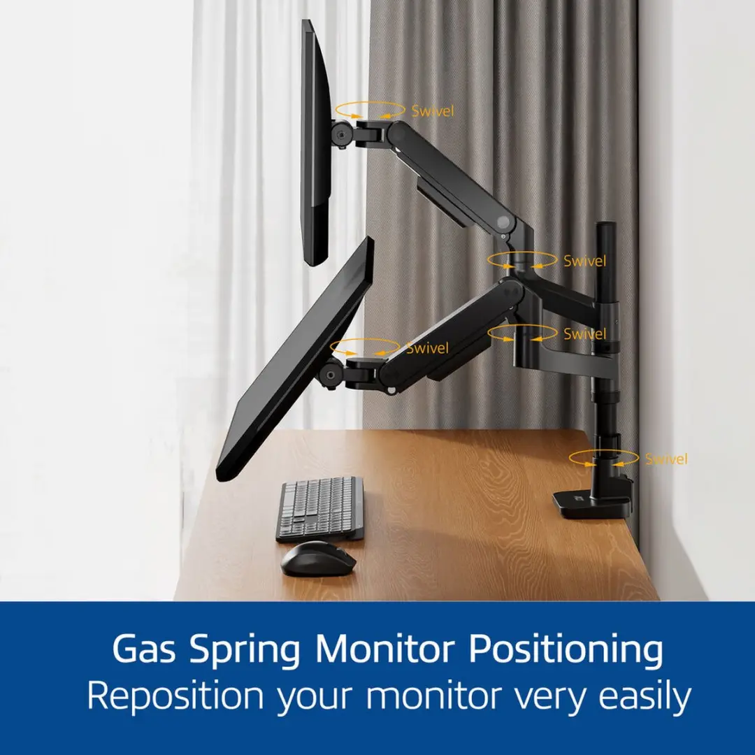 ACT Monitorarm 49" AC8343 - 2 Schermen - Gasveer - Zwart